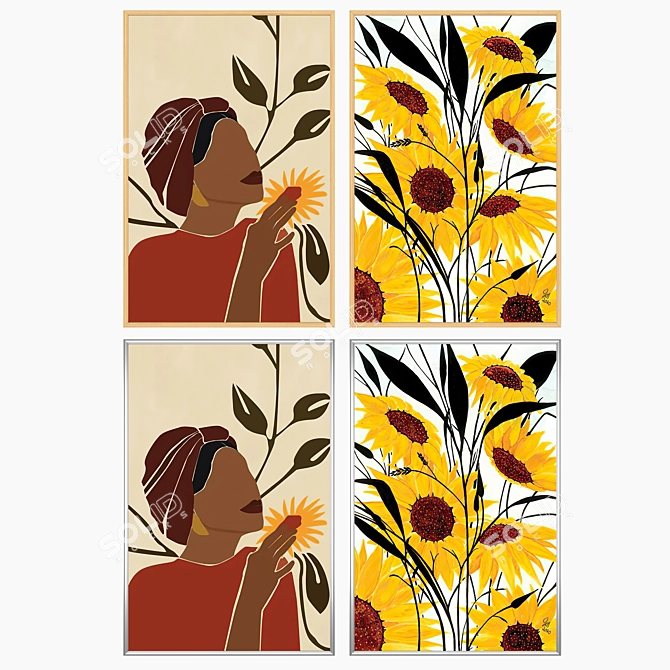 Art Set with Multiple Frames 3D model image 3