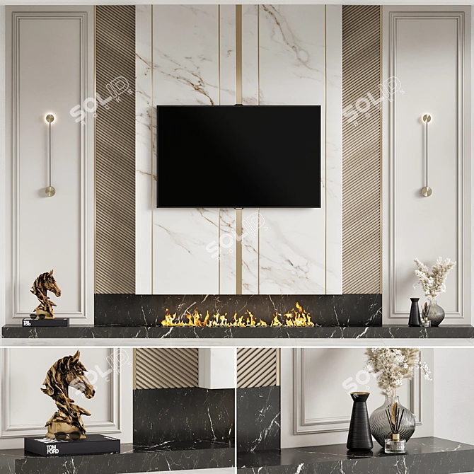 Modern TV Wall Mount Stand 3D model image 1