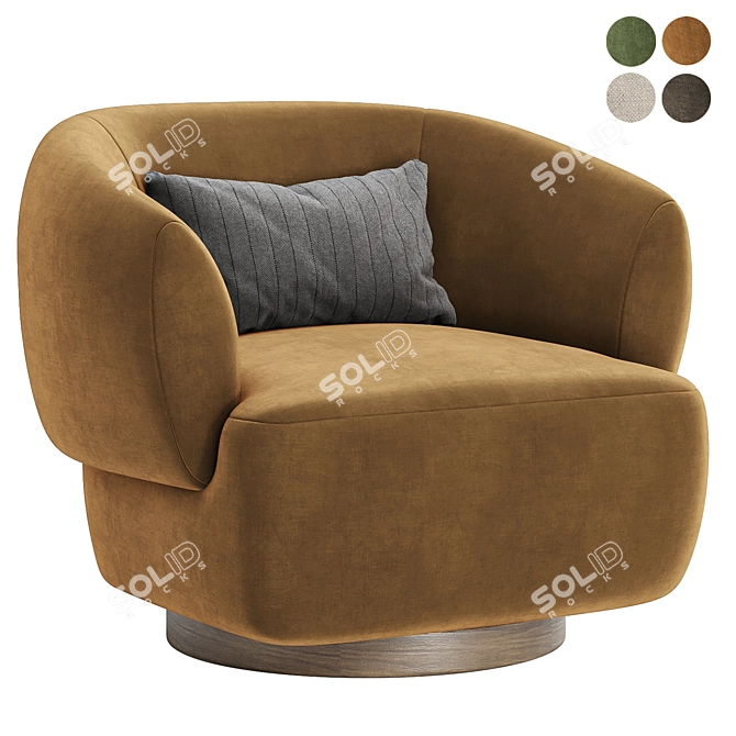 Elegant Swivel Chair in 4 Color Options 3D model image 1