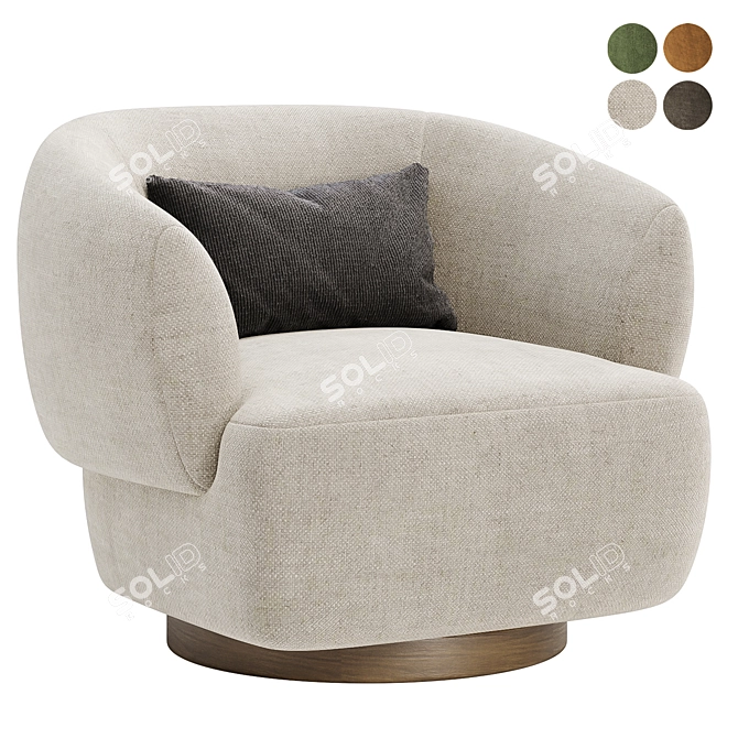 Elegant Swivel Chair in 4 Color Options 3D model image 3