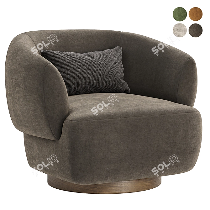 Elegant Swivel Chair in 4 Color Options 3D model image 4