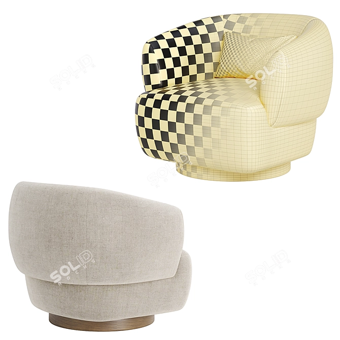 Elegant Swivel Chair in 4 Color Options 3D model image 6