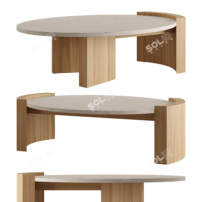 Designer Oval Coffee Table JIA 3D model image 1