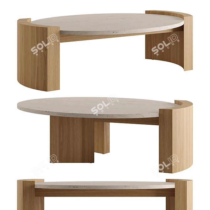 Designer Oval Coffee Table JIA 3D model image 2