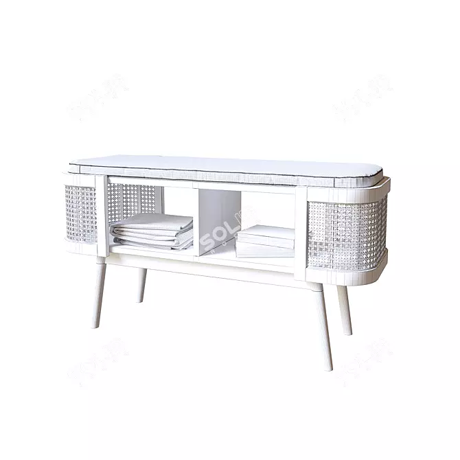 Woven Bench with Shelf 3D model image 5