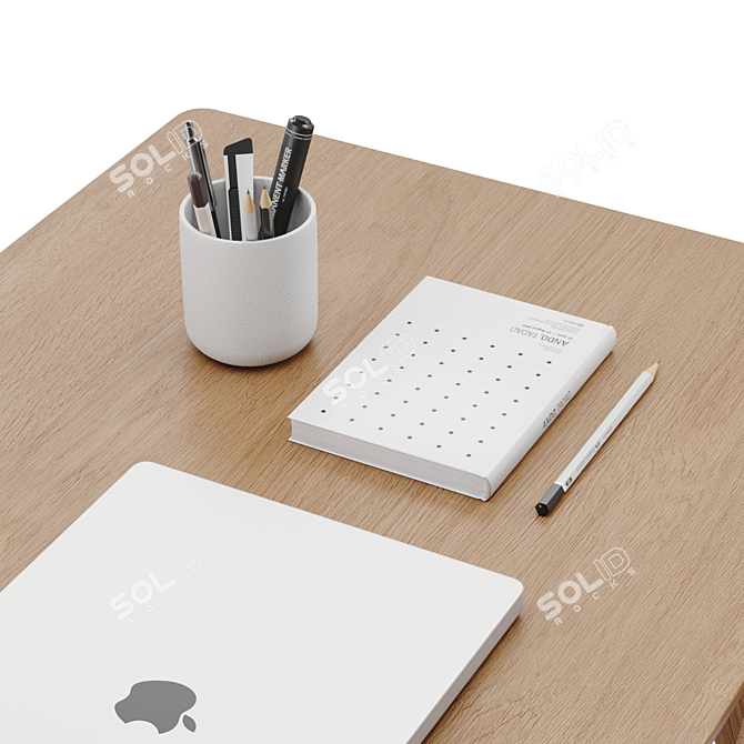 Modern Workspace Set with Macbook 3D model image 14