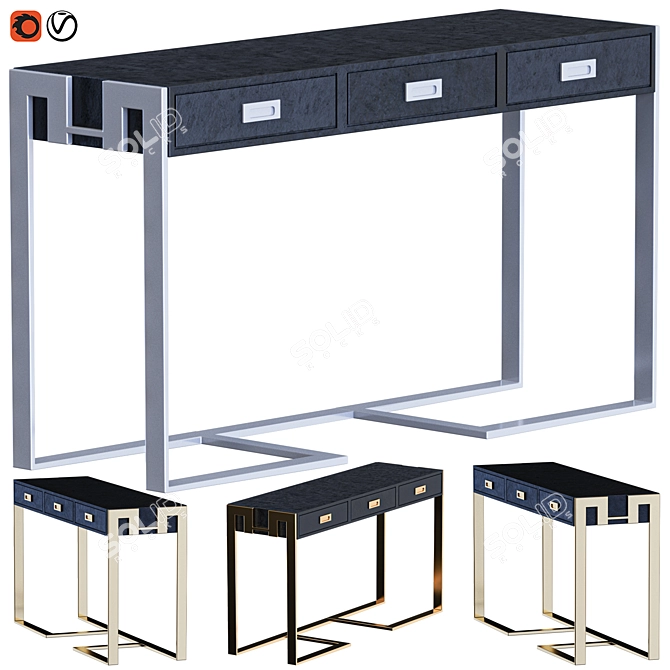 Jocise Black Narrow Console Table with Drawers 3D model image 1