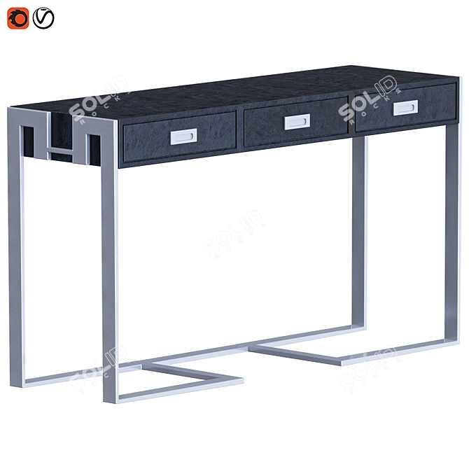 Jocise Black Narrow Console Table with Drawers 3D model image 4