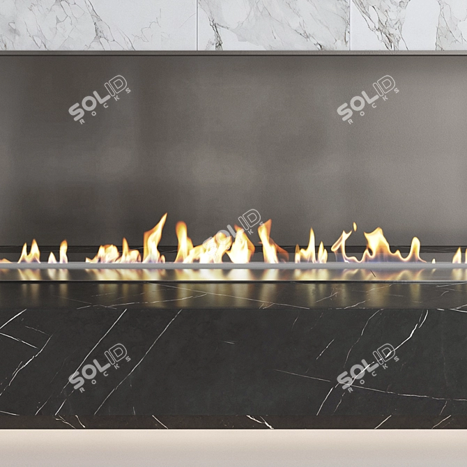 Modern 3D Fireplace Wall Set 3D model image 2