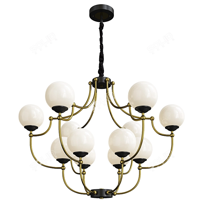 Elegant White Ball Chandelier 3D model image 1