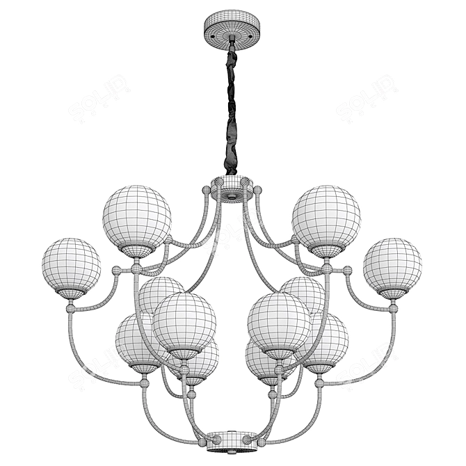 Elegant White Ball Chandelier 3D model image 2