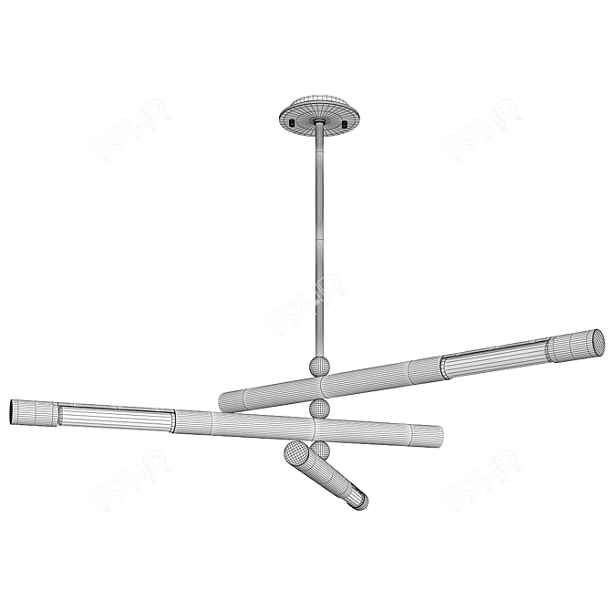 Elegant Hendrix Chandelier 3-Light 3D model image 2