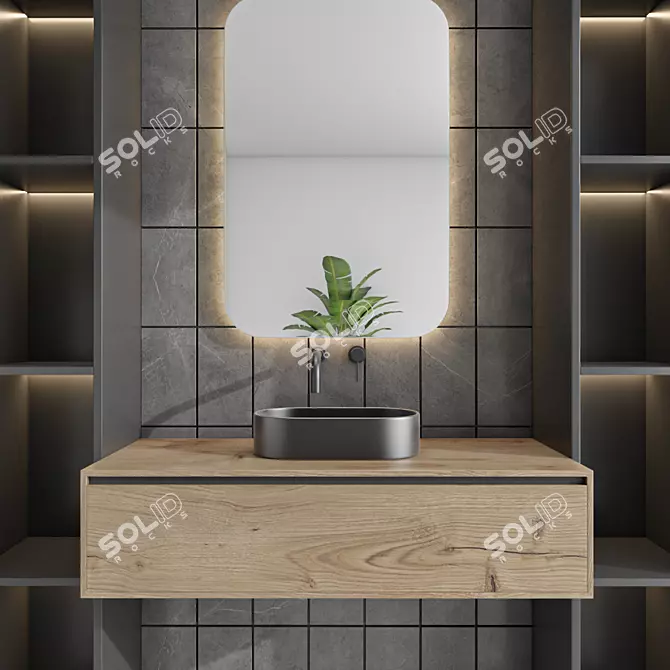 Modern Bathroom Furniture Set 3D 3D model image 2