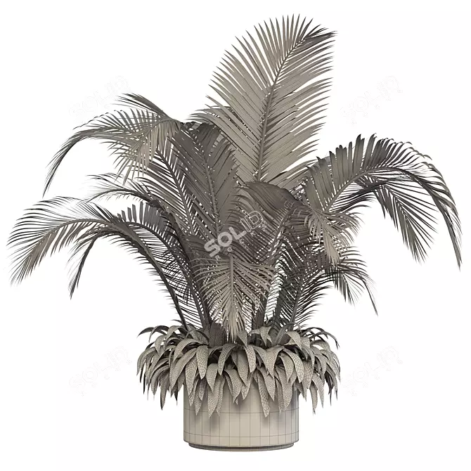 Tall Palm Indoor Plant Décor 3D model image 3