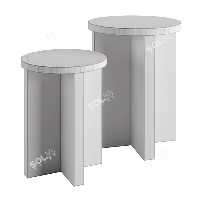 Modern CHENE Side Table Set 3D model image 7