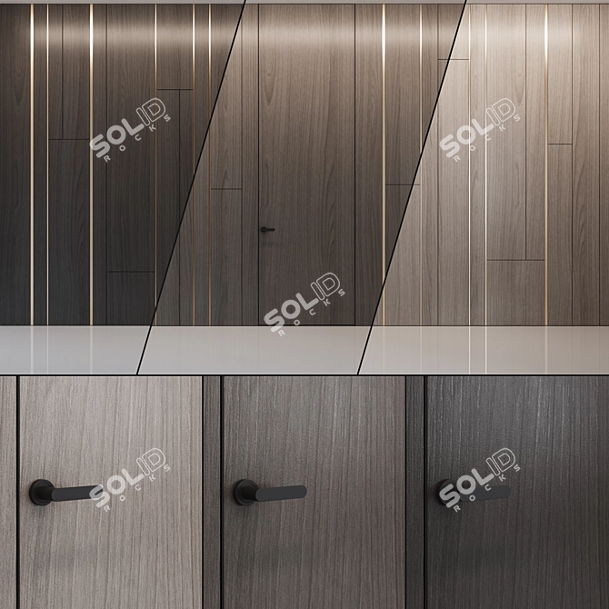 Wood Veneer Wall Panels 3D model image 1