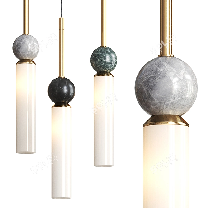 Elegant Modern Metal Glass Sculpture 3D model image 1