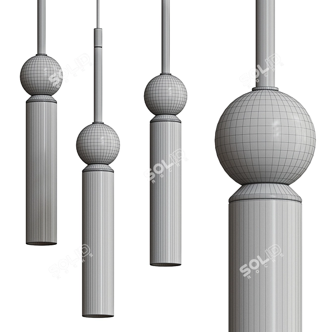 Elegant Modern Metal Glass Sculpture 3D model image 2