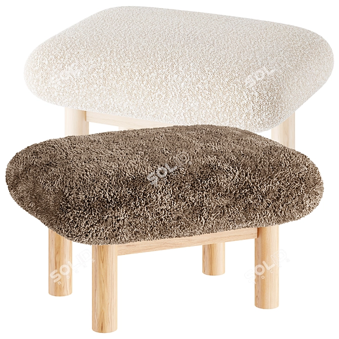 Pliable Hair and Fur Ottoman 3D model image 1