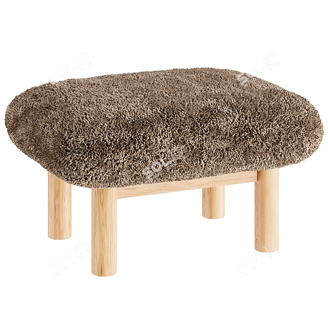 Pliable Hair and Fur Ottoman 3D model image 2