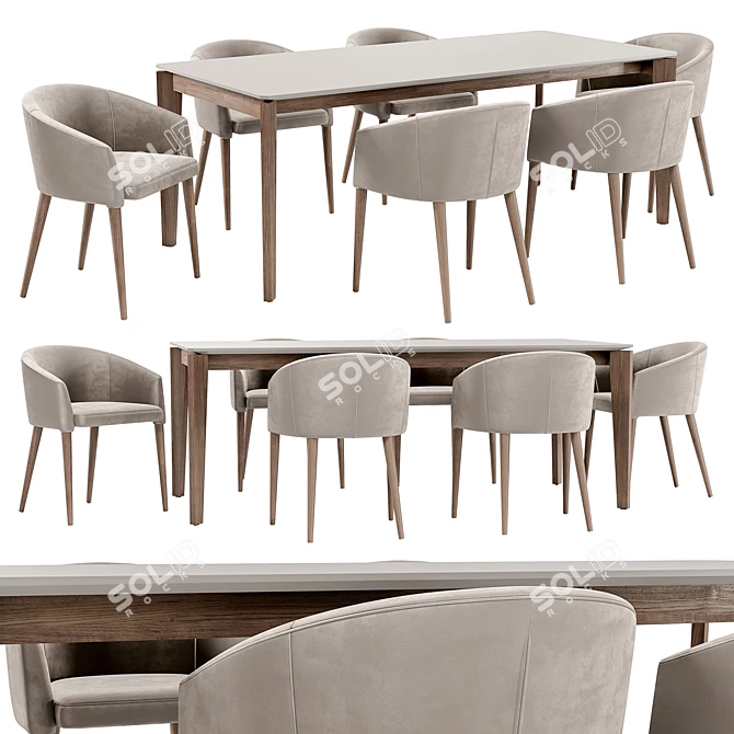 Modern Dining Chair & Table 3D model image 1