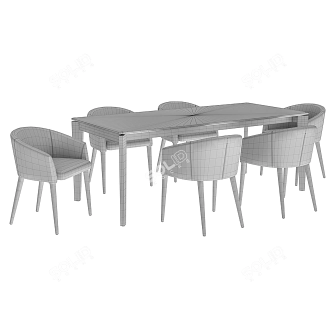 Modern Dining Chair & Table 3D model image 5