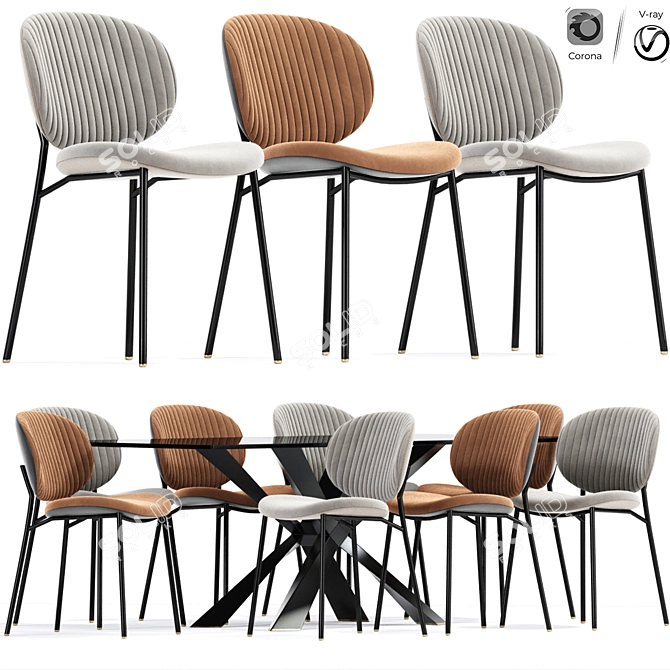 Modern Dining Chair Set Rendered 3D model image 1