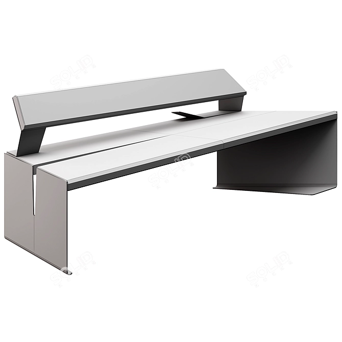 Modern Wooden Outdoor Bench 3D model image 5