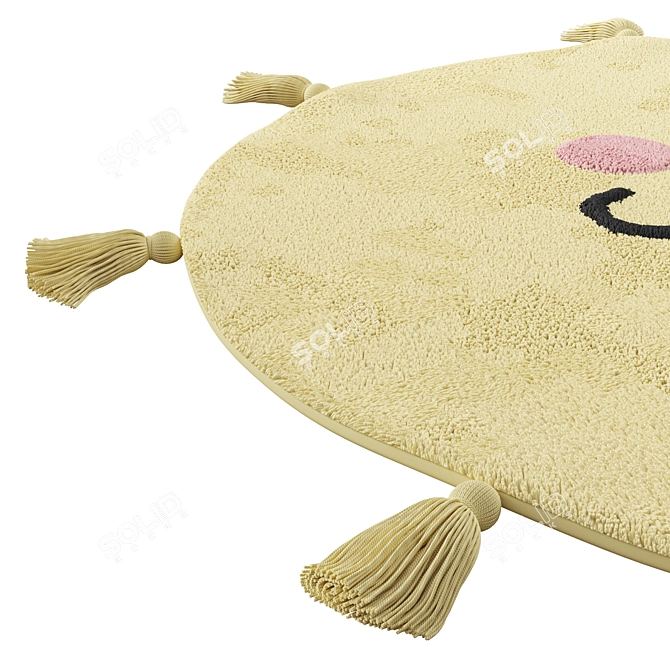 Sunshine Yellow Kids Rug 3D model image 5