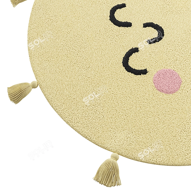 Sunshine Yellow Kids Rug 3D model image 7