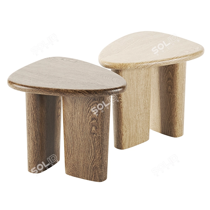 Anthropologie Kalle Oak Sculptural Furniture 3D model image 1