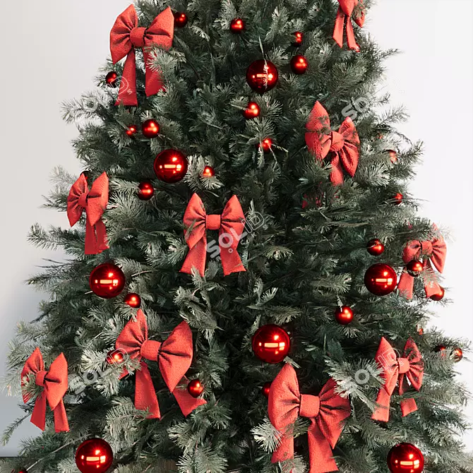 Festive Christmas Tree Decor Set 3D model image 2