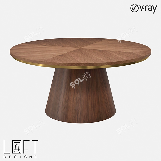 Industrial Wood Metal Desk 160cm 3D model image 1