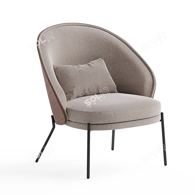 Eamy Light Brown Ash Armchair 3D model image 1