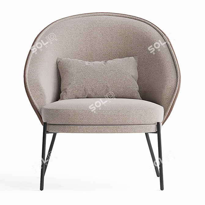 Eamy Light Brown Ash Armchair 3D model image 2