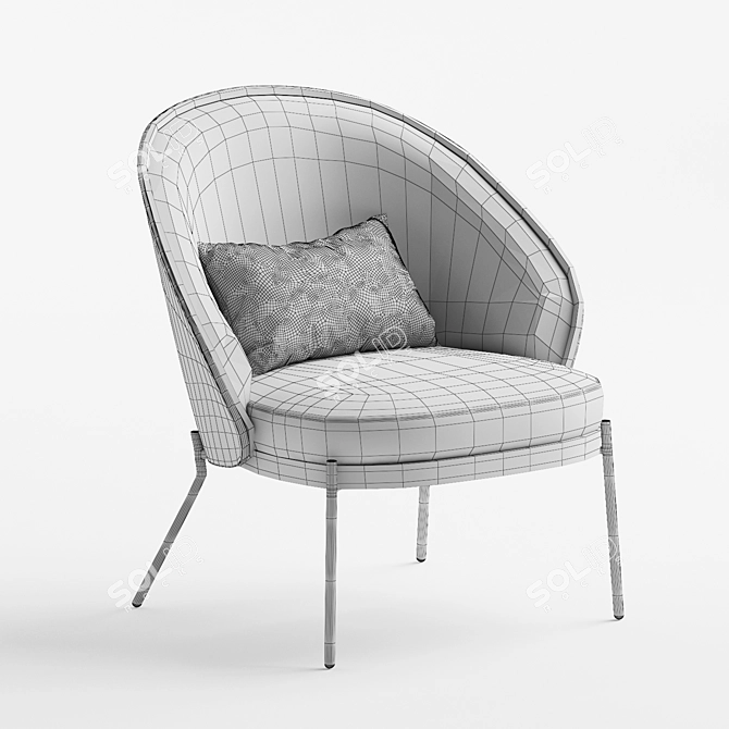 Eamy Light Brown Ash Armchair 3D model image 5