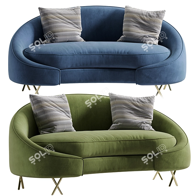 Modern Velvet Loveseat Lula - 3D Model 3D model image 1