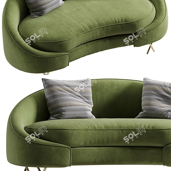 Modern Velvet Loveseat Lula - 3D Model 3D model image 5