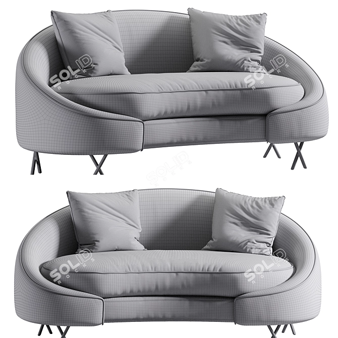 Modern Velvet Loveseat Lula - 3D Model 3D model image 7