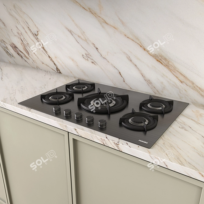 Modern Corner Kitchen Set with Appliances 3D model image 5