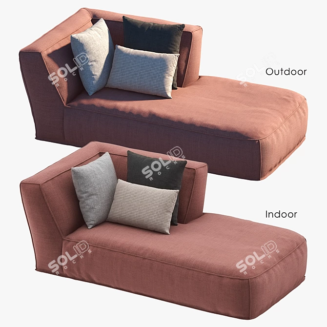 Contemporary Modular Chaise Lounge Module 3D model image 2