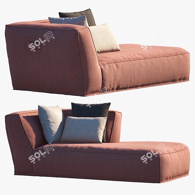 Contemporary Modular Chaise Lounge Module 3D model image 3