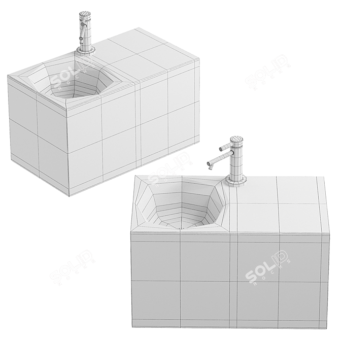 Scarabeo Cube Black Washbasin BIO 3D model image 2