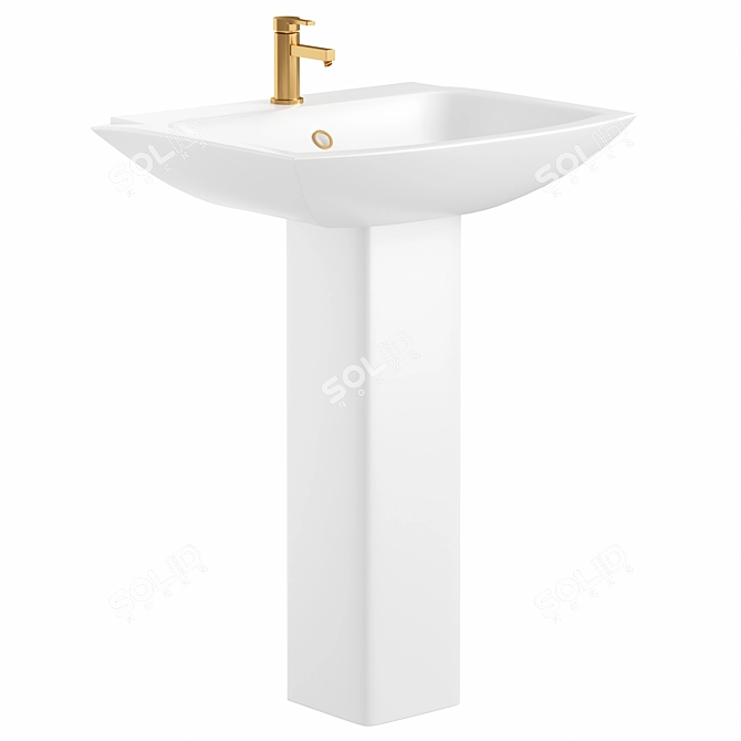 Elegant 24" Pedestal Sink 3D model image 1