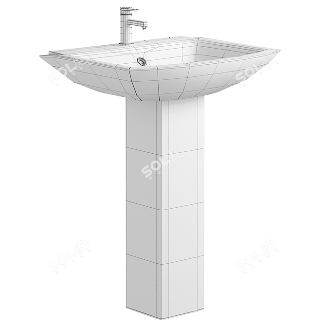 Elegant 24" Pedestal Sink 3D model image 2