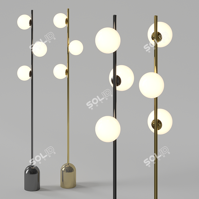 Vertical Helix 3-Light Floor Lamp 3D model image 2