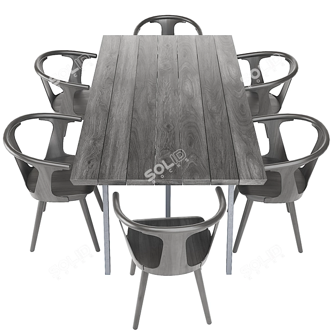 Sleek 2017 Dining Set 3D model image 2