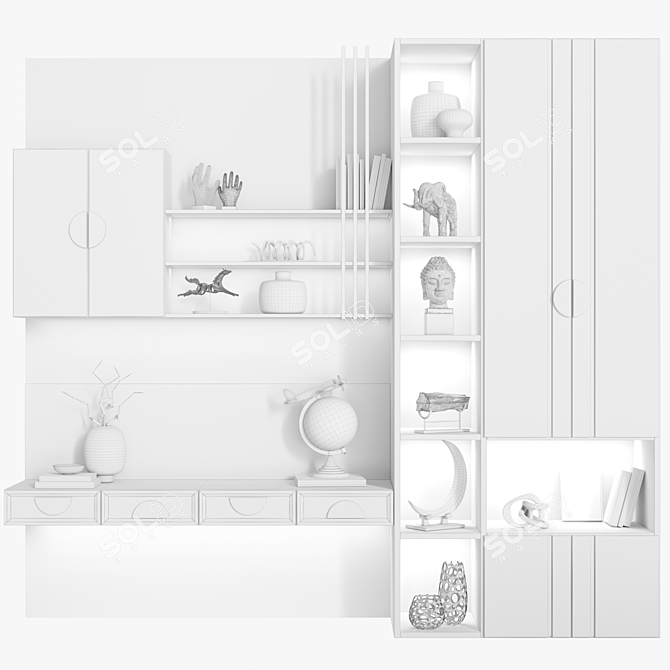 Modern Decorated Bookcase 3D Models 3D model image 2