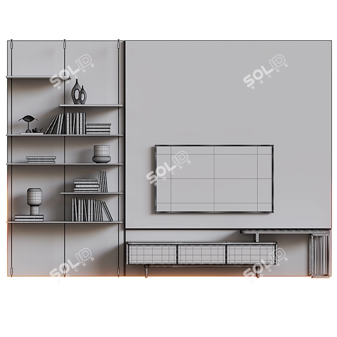 Modern TV Wall Mount Stand 3D model image 4