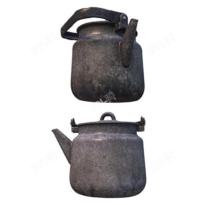 Vintage Canister & Tea Kettle 3D model image 3